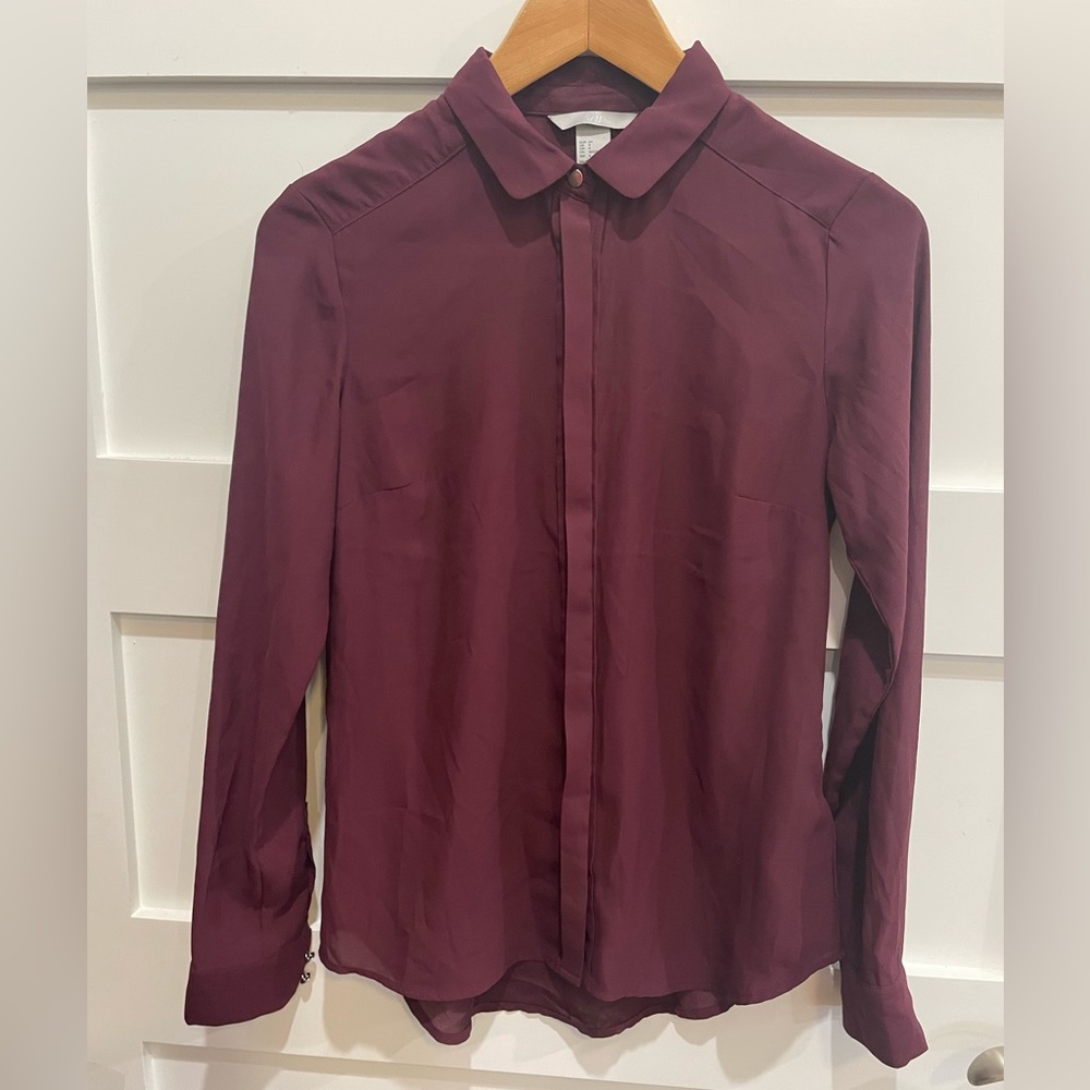 H&M Button down shirt,wine‎ color